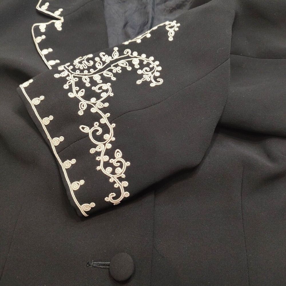 Maggy L Evening Suit Jacket Black Scroll Embroidery Peter Pan Collar Sz 8 - Picture 11 of 11